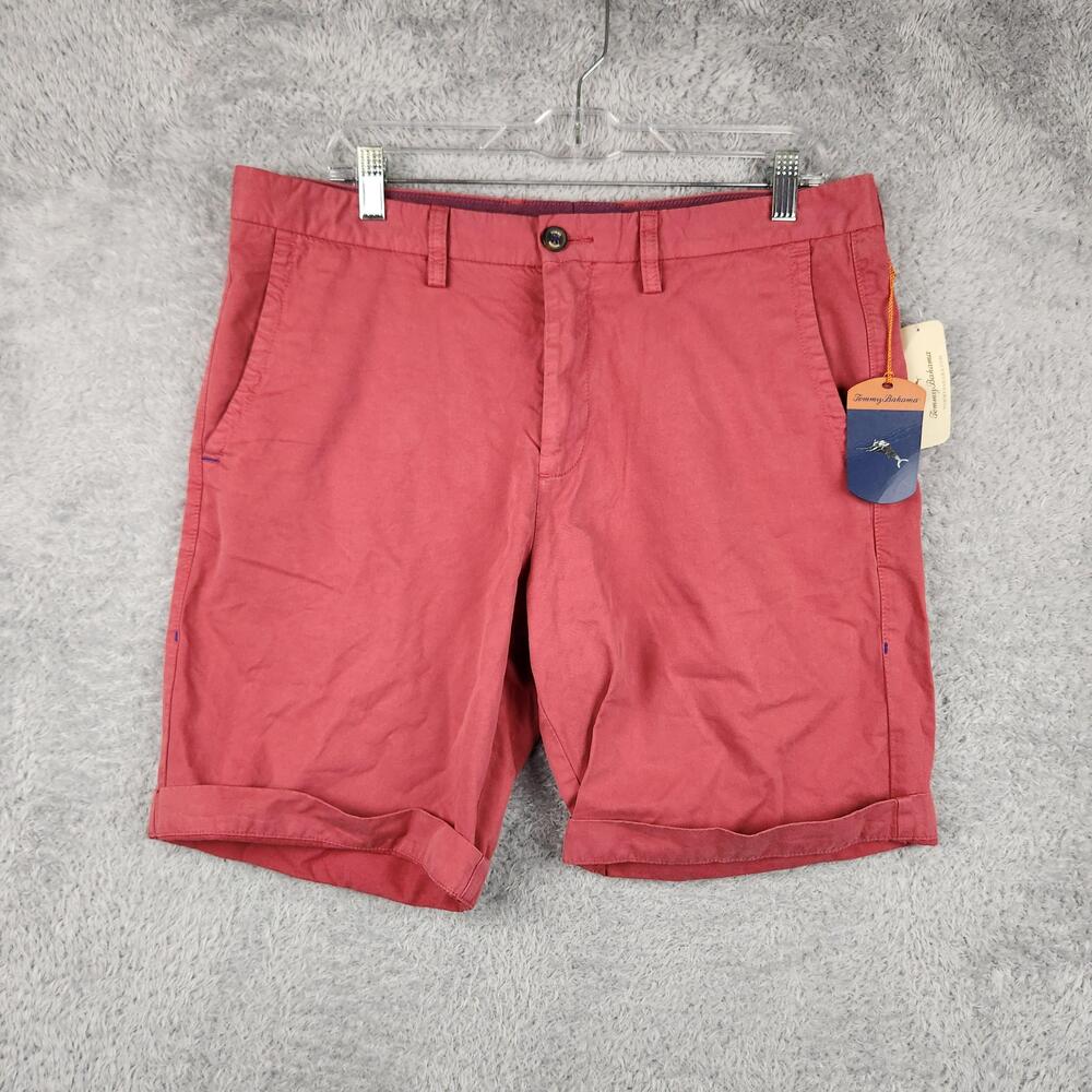Tommy Bahama Island Chino Shorts Mens 34 Red Watermelon Canvas Summer Casual